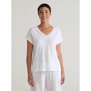CUT LOOSE - Linen Cotton Jersey V-Neck Cap Tee - 5016262